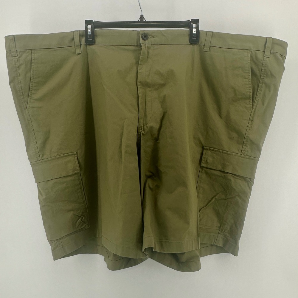 Dockers Tech Cargo Shorts Mens 58 Olive Green Flat Front Stretch Wicking NWT
